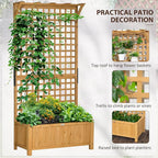 Outsunny Wood Planter with Trellis, Raised Garden Bed - Image 3