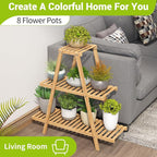 BMOSU Plant Stand Bamboo for Indoor Outdoor Tiered Plant Shelf 8 Potted Flower - Image 3