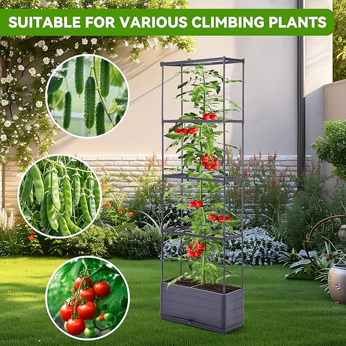 GENMOUS 2 Pack Rectangle 4 Tier Tomato Planter, Raised Garden Bed Tall 45'' - Image 6
