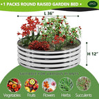 2PCS 3x3x1FT Galvanized Raised Garden Bed Kit, Vegetable Boxes-Round Metal - Image 2