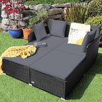 Tangkula Outdoor Rattan Daybed, Wicker Furniture - Image 3