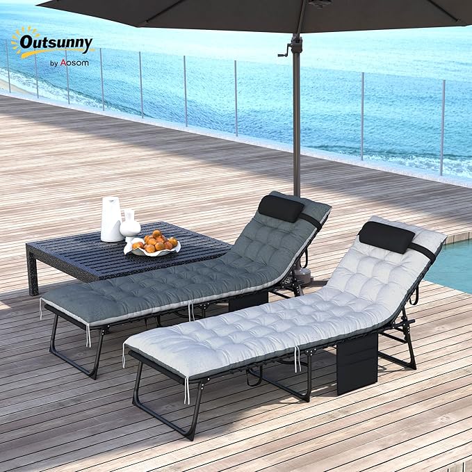 Outsunny Chaise Lounge Chair Outdoor Set of 2, 5-Position Adjustable Outdoor - Image 2