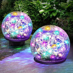 Solar Garden Lights, 4 Pack 120 LED Multicolor Cracked Glass Solar Outdoor - Image 7