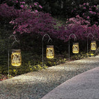 GIGALUMI Hanging Mason Jar Solar Lights, 6 Pack 30 Led Hanging Solar Lanterns - Image 2