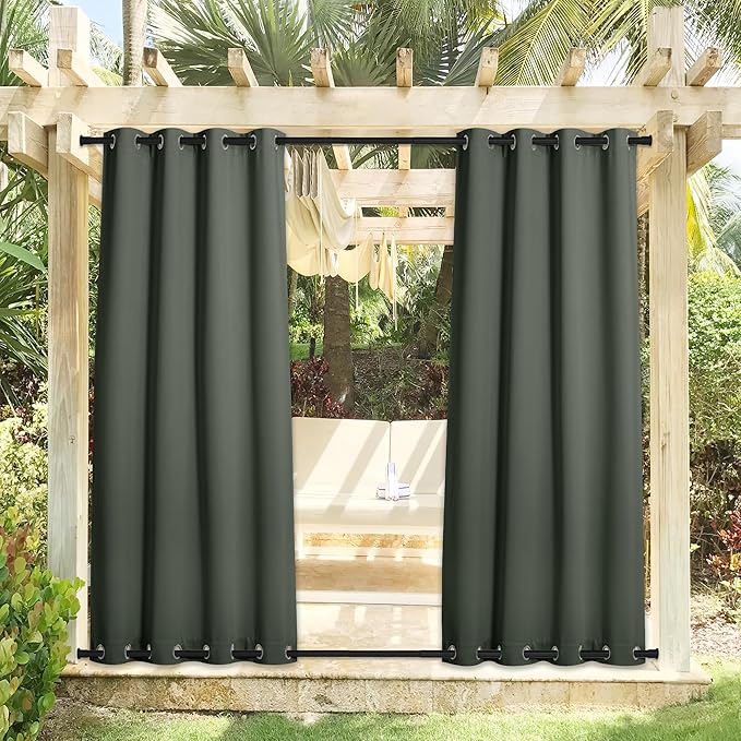 NICETOWN 2 Panels Long Outdoor Curtains Waterproof 108 inch Length - Image 2