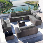 Kullavik 12 Pieces Outdoor Patio Furniture Set PE Wicker Rattan Sectional Sofa by KULLAVIK