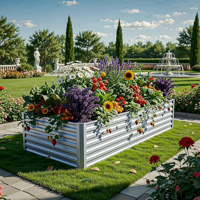 YITAHOME 6x3x2ft Large Raised Garden Bed Kit, Galvanized Metal Planter Box - Image 2