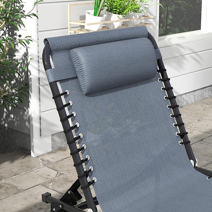 Outsunny Folding Chaise Lounge Chair Set of 2, Patio Sun Tanning Chair - Image 8