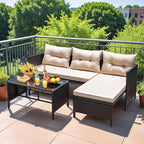 Devoko Outdoor Patio Furniture 3-Piece Rattan Waterproof Outdoor Sectional Sofa - Image 7