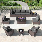 Kullavik 11 Pieces Outdoor Patio Furniture Set, PE Wicker Rattan Sectional Sofa by KULLAVIK
