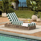 SAFAVIEH Outdoor Collection Gillian Heather Tan & Hunter Green Stripe Chaise - Image 9