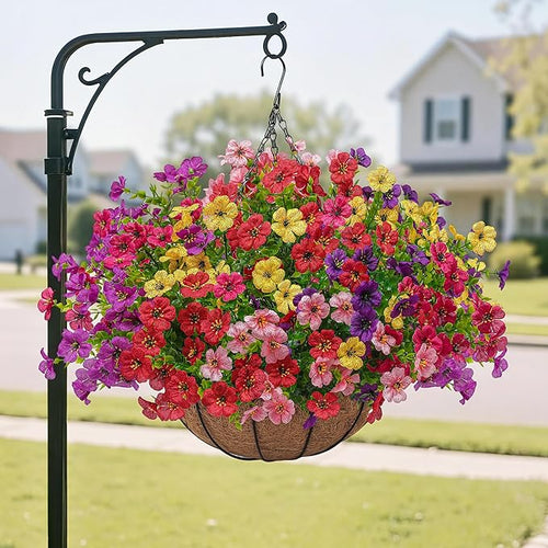 2 Set Artificial Faux Hanging Plants Flowers Basket - Image 2