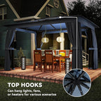Outsunny 10' x 12' Outdoor Patio Gazebo, Heavy Duty Gazebo Canopy Shelter - Image 8