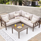 Patio Furniture Set, 6 Pieces Outdoor Couch Sectional, L Shaped Patio Sofa by COMLAXFIELD