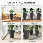 Outsunny 28 Inch Tall Planters for Outdoor Plants, Stackable Tapered Large - Image 4
