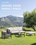 SERWALL HDPE Patio Furniture Set, 2 Pieces Outdoor Sectional Sofa Set, - Image 3