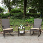 Outdoor Rocking Chair 3 Pieces High-Backed Rocking Chair Patio Rocking Chairs - Image 7