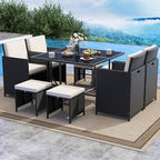 Tangkula 9 Piece Patio Dining Set, Rattan Chairs - Image 2