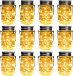 GIGALUMI Solar Mason Jar Lights, 12 Pack 30 Led String Fairy Lights Garden by GIGALUMI