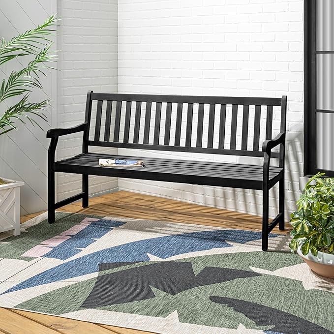 JONATHAN Y BNH101C Laurel 59.1" 3-Seat Slat-Back 600-Lbs Support Acacia Wood - Image 2