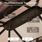 Aoxun 12'x10' Hardtop Gazebo, Aluminum Frame Permanent Pavilion - Image 9