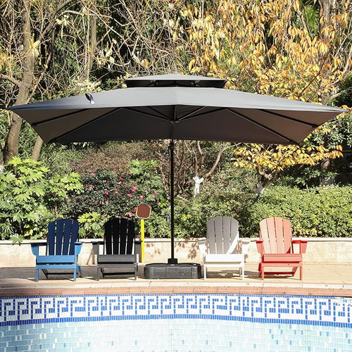 10x13FT Cantilever Outdoor Patio Umbrellas, Double Top Large Rectangle Umbrella - Image 2