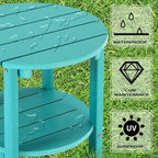LZRS Round Adirondack Side Table Double End Table, Outdoor Side Tables - Image 4