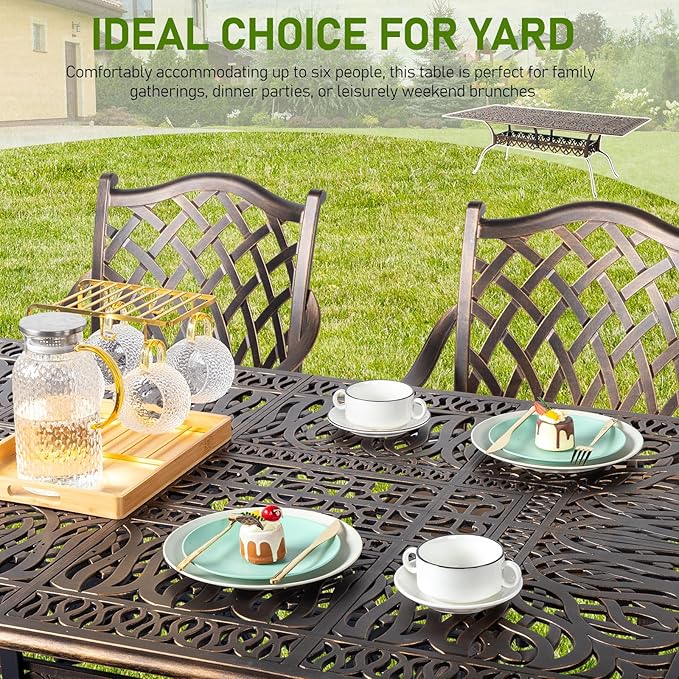 VINGLI 8-Person Outdoor Dining Table, Metal Dining Table - Image 5