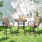 Yaheetech Patio Swivel Barstools Outdoor Chairs Set of 4, High Bistro Stools - Image 4