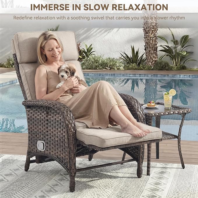 Zero Gravity Wicker Patio Recliner Chair - Image 3