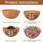 Hanging Baskets Planter for Plants, 2 Pack 10 Inch Round Metal Wire Hanging - Image 3