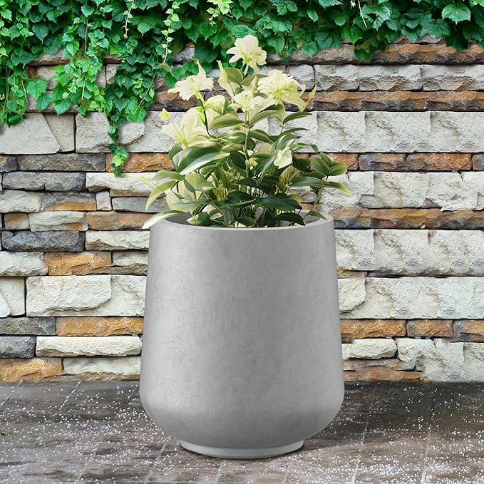Kante 11.6" Dia Round Concrete Planter, Outdoor Indoor Large Plant Pots - Image 9