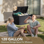 Devoko 120 Gallon Deck Box Resin Outdoor Storage Box Waterproof - Image 3