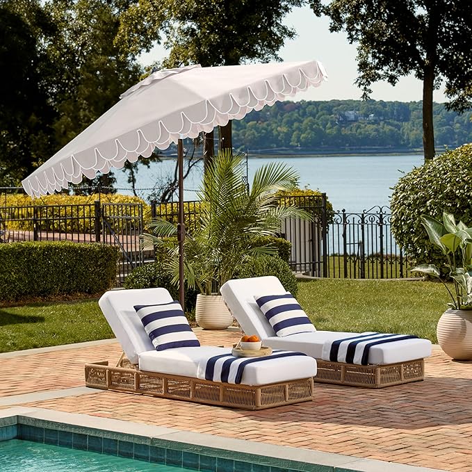 SAFAVIEH 9ft Outdoor Patio Umbrella, Auto Crank Tilt, UV Resistant - Image 8