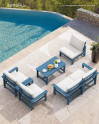 SERWALL HDPE Patio Conversation Set, 6-piece Sectional Outdoor Furniture Set - Image 6