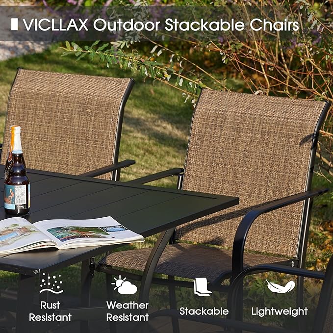 VICLLAX Patio Dining Set for 6, Outdoor Furniture Set Includes 47.2" Round - Image 3
