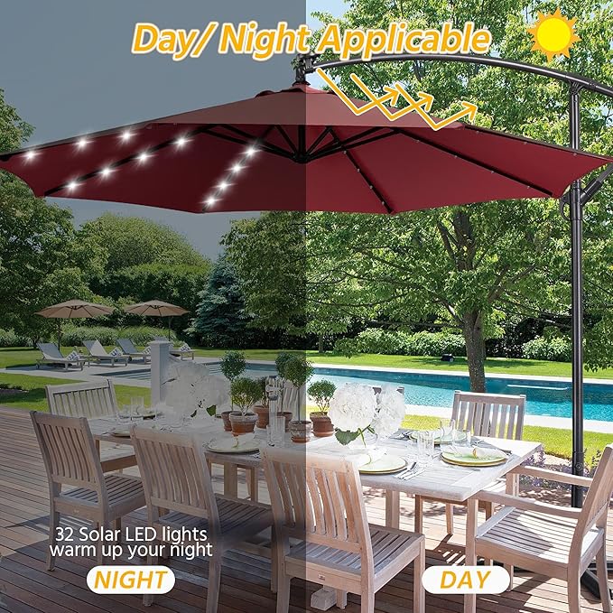 Yaheetech 10FT Solar Offset Umbrella - Image 4