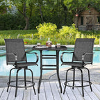Yaheetech Patio Swivel Barstools Outdoor Chairs Set of 6, High Bistro Stools - Image 4