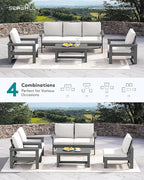 SERWALL HDPE Patio Conversation Set, 6-piece Sectional Outdoor Furniture Set - Image 7