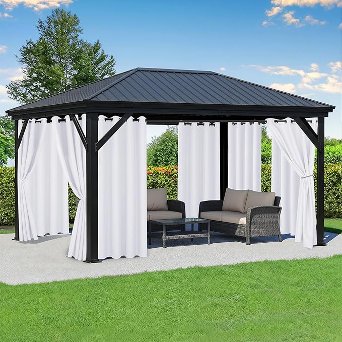 White Outdoor Curtains for Patio Waterproof by RichSets