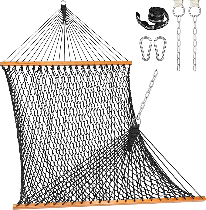 Lazy Daze Hammocks Double Rope Hammock, 2 Person Traditional Outdoor Hand Woven by LazyDazeHammocks