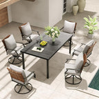 Grand patio 7-Piece Outdoor Dining Set, 6 Leather-Look Wicker Swivel Patio - Image 2