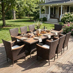 Wisteria Lane 10-Pieces Outdoor Patio Table and Chairs, Rattan Patio Table Set - Image 8