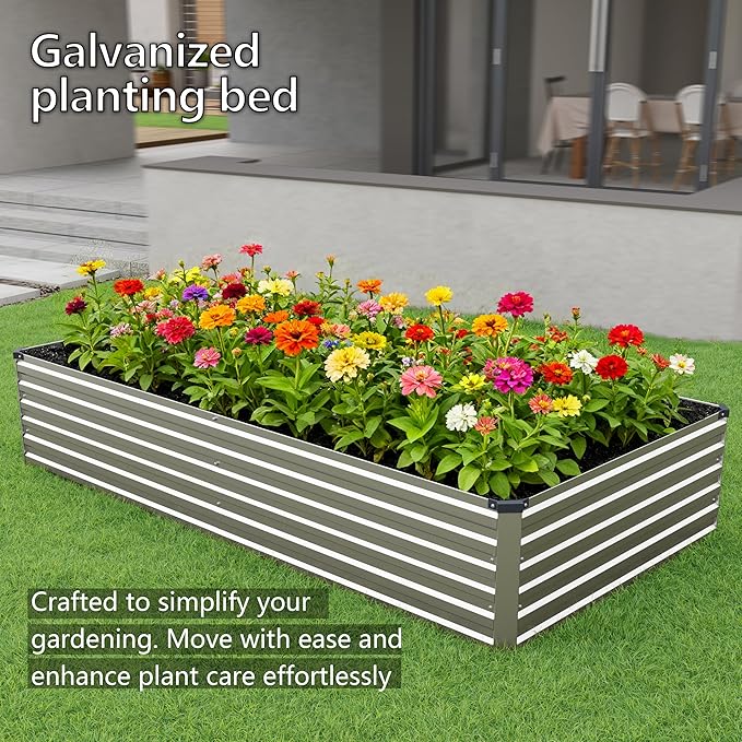 8x4x1.5FT Galvanized Raised Garden Bed, Vegetable Boxes-Rectangle Metal Flower - Image 7