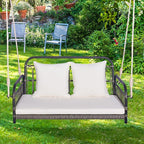 Tangkula Outdoor Wicker Porch Swing, 2-Person Hanging Seat - Image 4