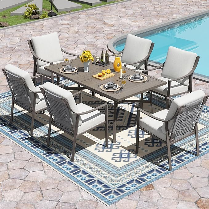 NATURAL EXPRESSIONS 7 Piece Patio Dining Table Outdoor Furniture Set - Image 2