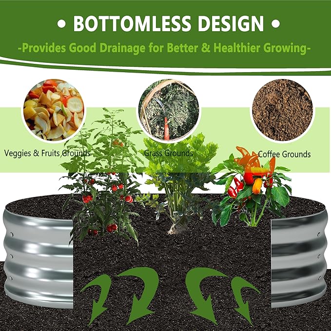 4x2x1ft Galvanized Oval Raised Garden Bed, Outdoor Planter Box Metal Patio Kit - Image 5