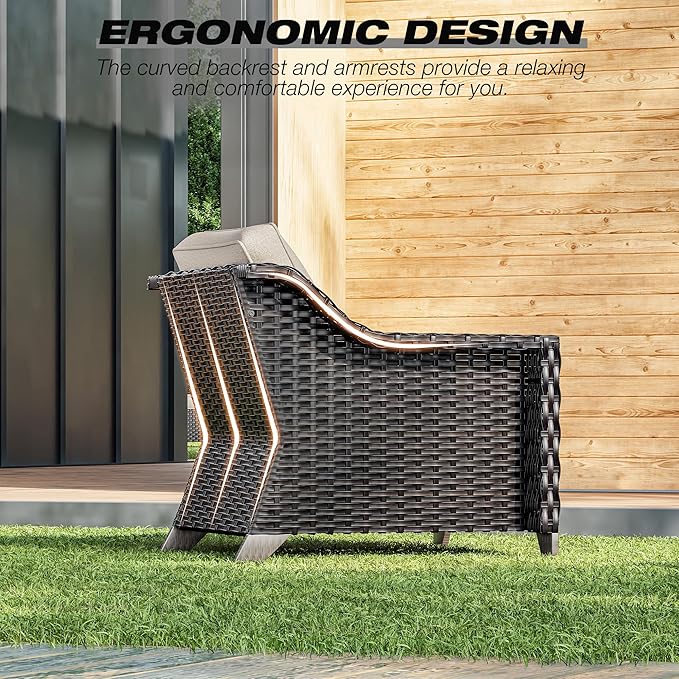 Joyside Wicker Patio Furniture Sets, 6 Pieces Upgraded Large Size Outdoor - Image 5