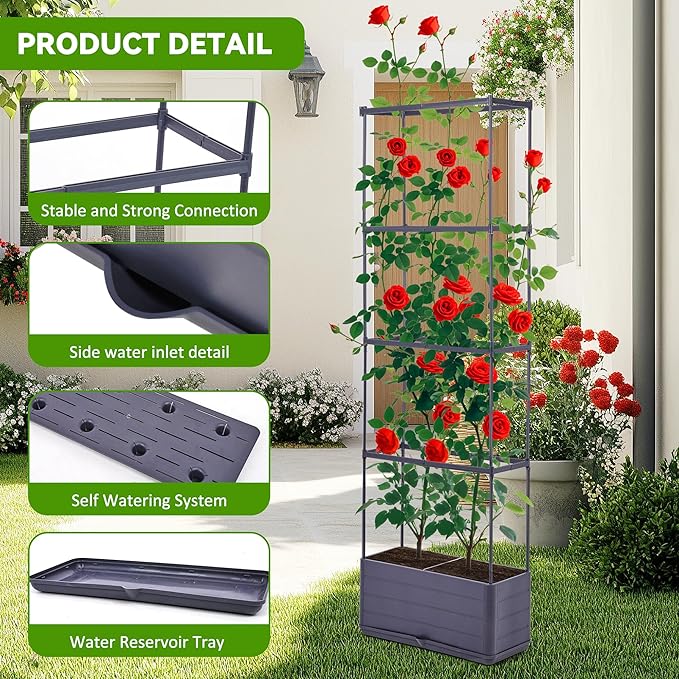 GENMOUS 2 Pack Rectangle 4 Tier Tomato Planter, Raised Garden Bed Tall 45'' - Image 8