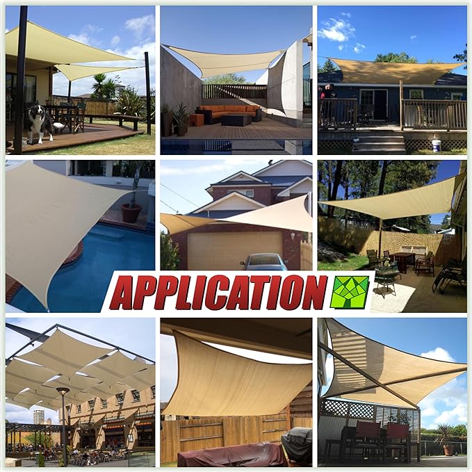 ColourTree TAPR1616 Custom Size 12' x 15' Beige Sun Shade Sail Canopy UV Block - Image 3